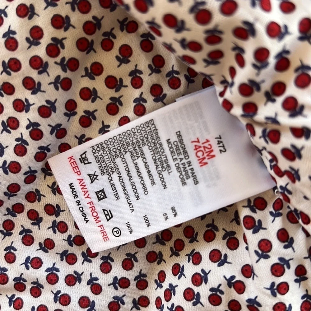 Jacadi red knit cherry lined coat